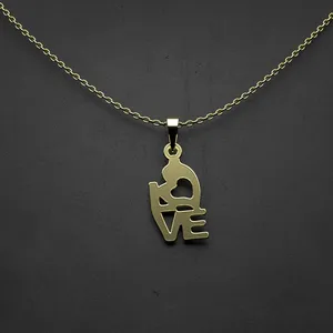 گردنبند طلا 18 عیار زنانه مدوپد مدل love کد R2-1-1268