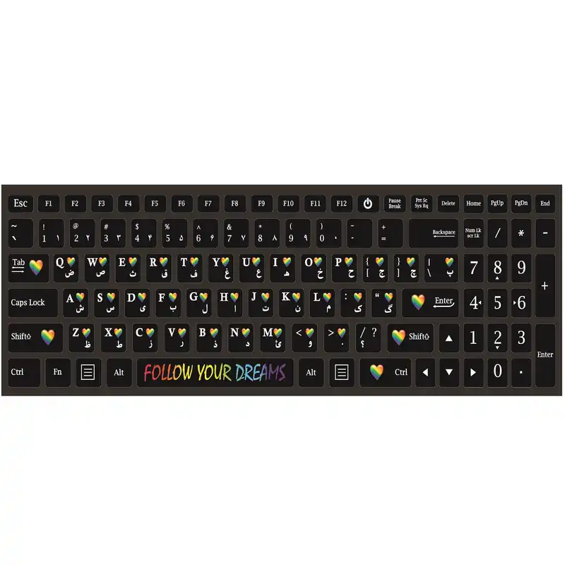 برچسب کیبورد طرح قلبی با حروف فارسی