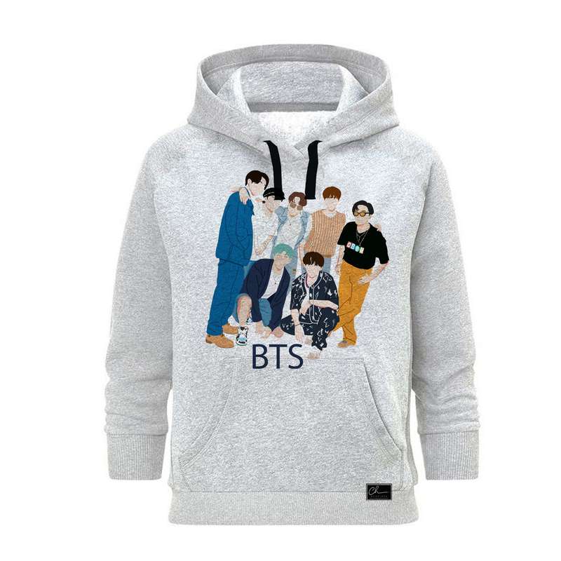 هودی زنانه مدل بی تی اس  کد J19 رنگ طوسی