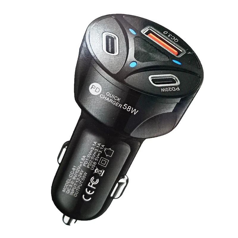 شارژر فندکی 58 وات 3 پورت مدل CC-81