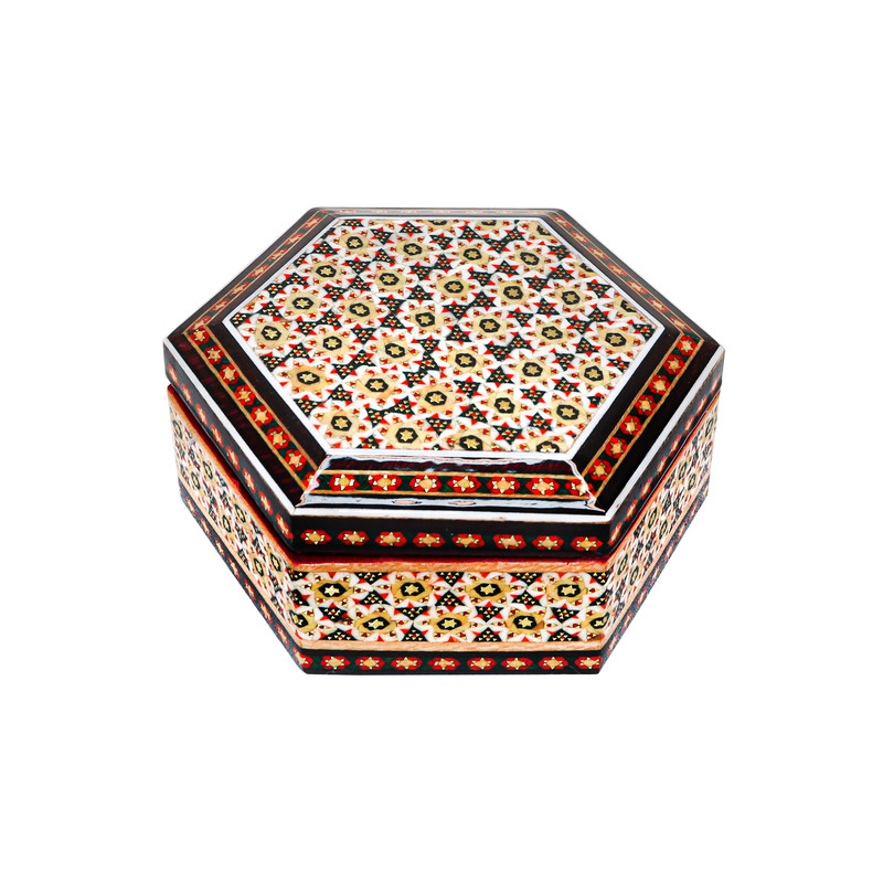 جعبه جواهرات خاتم کاری مدل 6 ضلعی کد MQ121156Hexagon