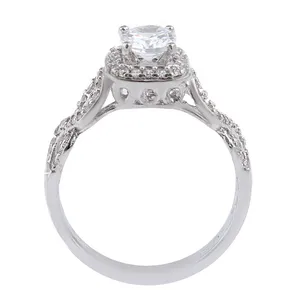 انگشتر نقره زنانه بازرگانی میلادی مدل تک نگین جواهری روکش رادیوم کد AWR_1181