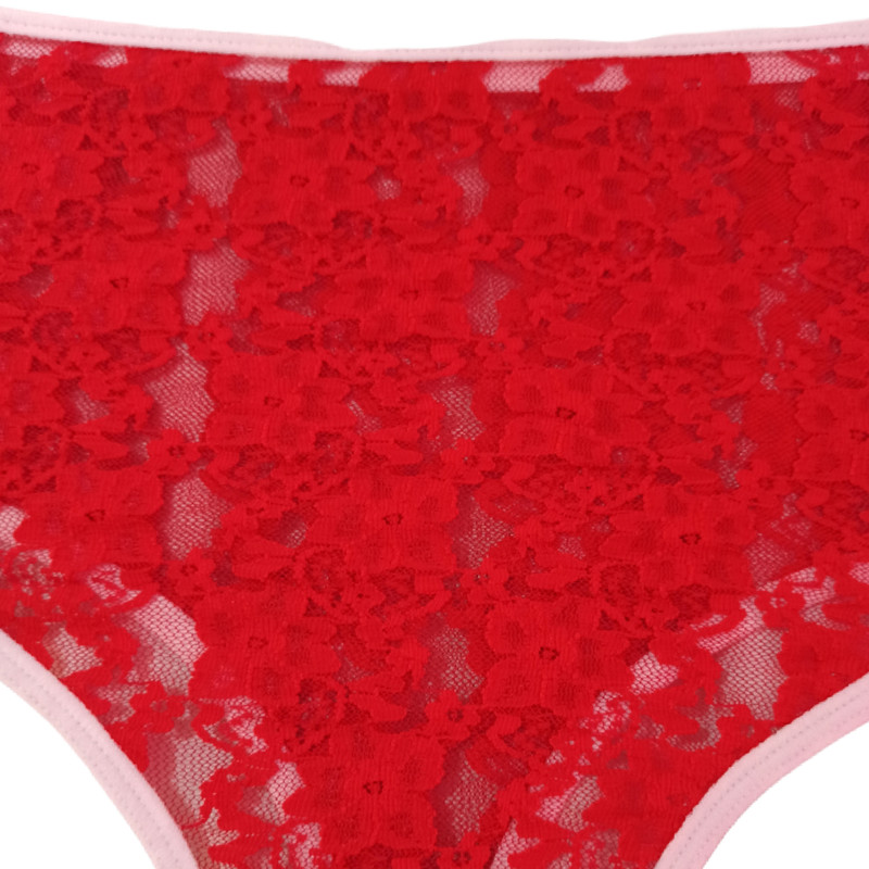 شورت زنانه مدل گیپور فاق بلند کد 209 رنگ قرمز