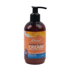کرم مرطوب کننده دست و صورت گلاما مدل MILK PROTEIN - HONEY EXTRACT مناسب انواع پوست حجم 200 میلی لیتر