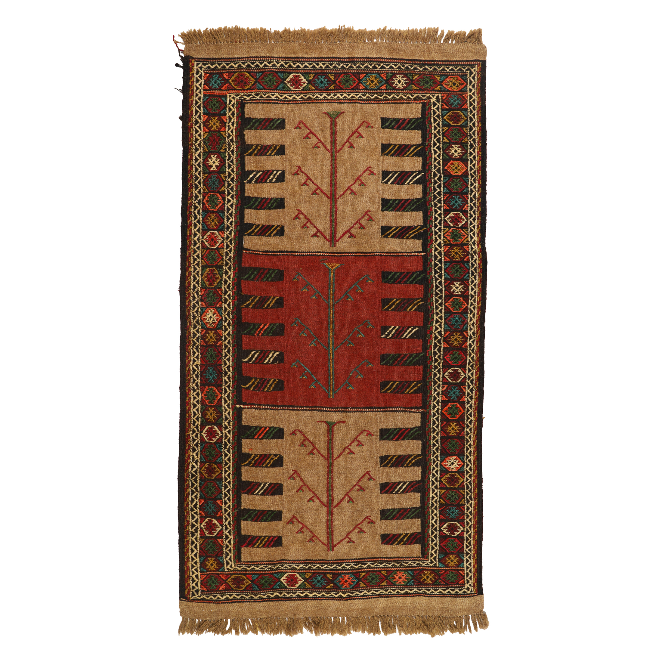 گلیم دستبافت دومتری طرح سفره کردی کد 140436