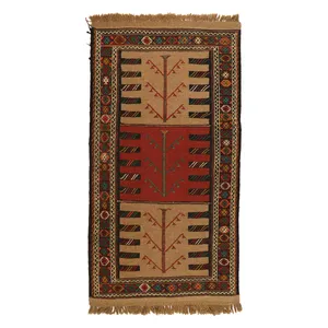 گلیم دستبافت دومتری طرح سفره کردی کد 140436