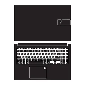 استیکر لپ تاپ توییجین و موییجین مدل Black 01 مناسب برای لپ تاپ ایسوس Vivobook 15 X 1504V به همراه برچسب حروف فارسی کیبورد