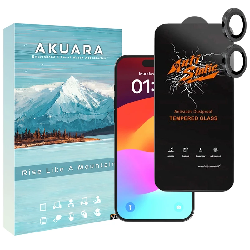 محافظ صفحه نمایش آکوآرا مدل AKU ASRN مناسب برای گوشی موبایل اپل iPhone 13 به همراه محافظ لنز دوربین