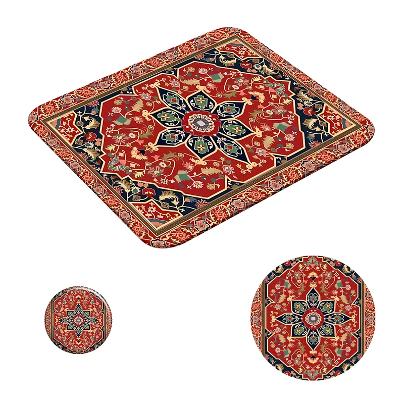 ماوس پد طرح فرش سنتی کد A7 به همراه زیر لیوانی و پیکسل