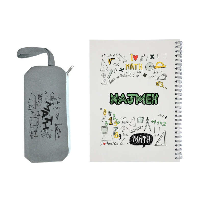 دفتر مشق 50 برگ طرح ریاضی مدل نجمه به همراه جامدادی