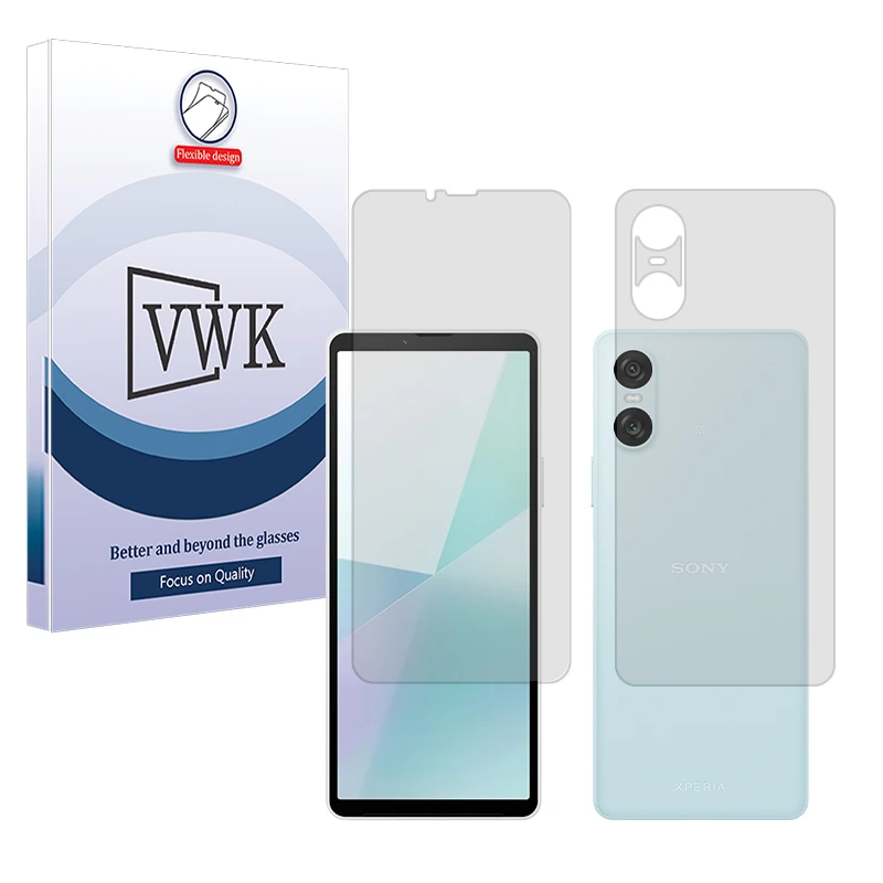 محافظ صفحه نمایش مات وی دبلیو کی مدل Tough مناسب برای گوشی موبایل سونی Xperia 10 VI به همراه محافظ پشت گوشی