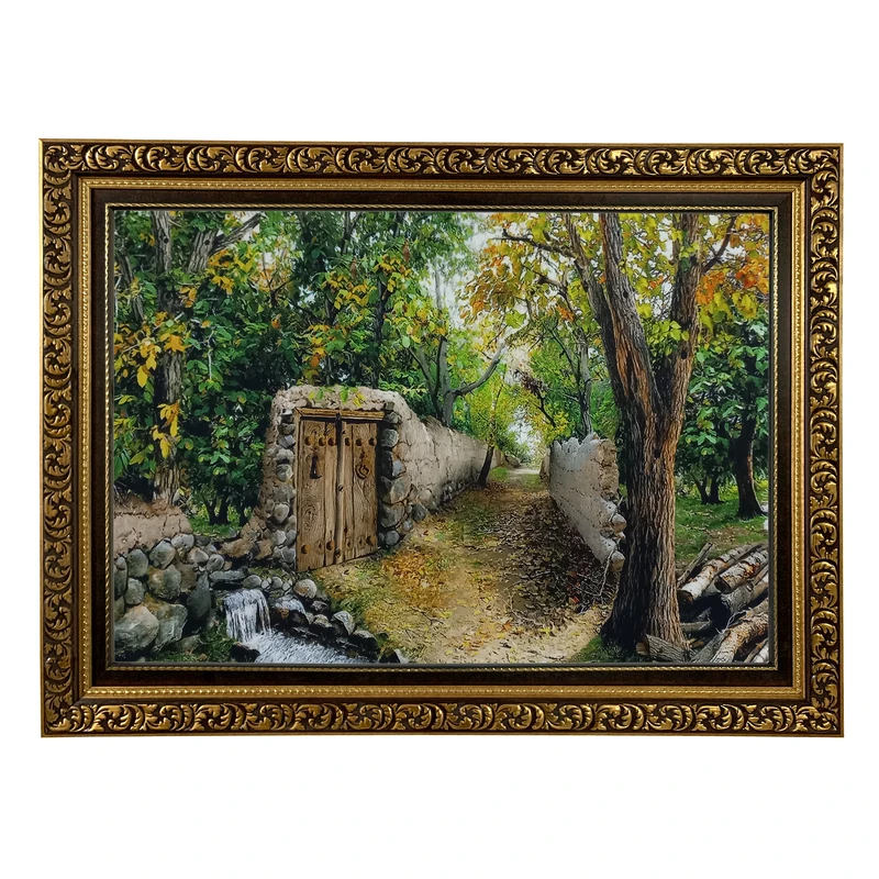 تابلو فرش ماشینی طرح دستبافت مدل کوچه باغ کد 8016