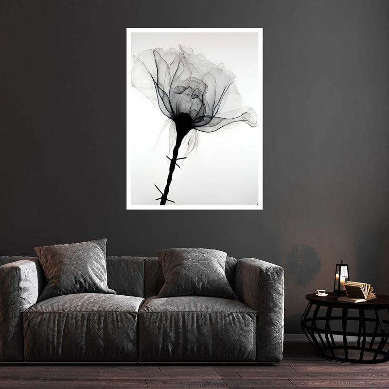 تابلو بکلیت طرح هنری مدرن دکوراتیو نقاشی آبرنگ گل مدل W-bu5813 فریم سفید