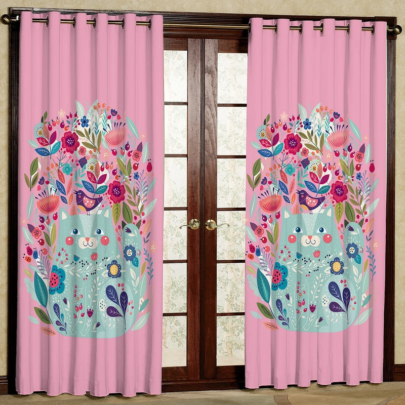 پرده مدل گل دار مخمل پانچی کد 408 سایز 140x280 سانتی متر