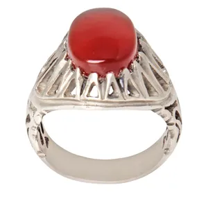 انگشتر نقره مردانه بازرگانی میلادی مدل سنگ عقیق رکاب دست ساز کد AM_2226