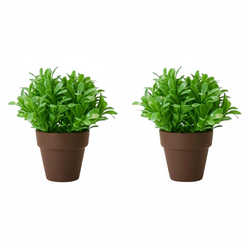 گلدان به همراه گل مصنوعی مدل میخک سفالی کد 854 بسته 2 عددی