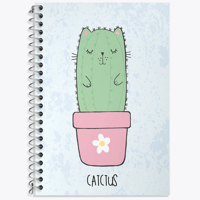 دفتر زبان 50 برگ خندالو مدل سه خط طرح کاکتوس کد N783