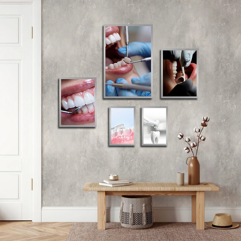 تابلو بکلیت طرح دندانپزشکی و بهداشت دهان و دندان مدل SI-3196 مجموعه 5 عددی