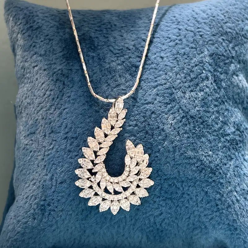 گردنبند نقره زنانه مدل برلیان اتریشی جواهری 34-221