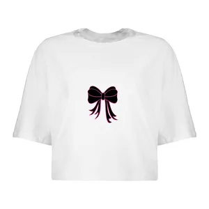 کراپ‌تاپ آستین کوتاه زنانه مدل پاپیون کد L 74 S