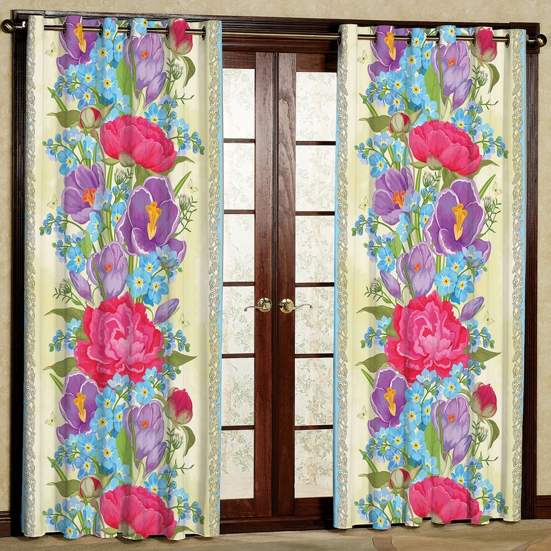 پرده مدل گل دار مخمل پانچی کد 419 سایز 140x280 سانتی متر
