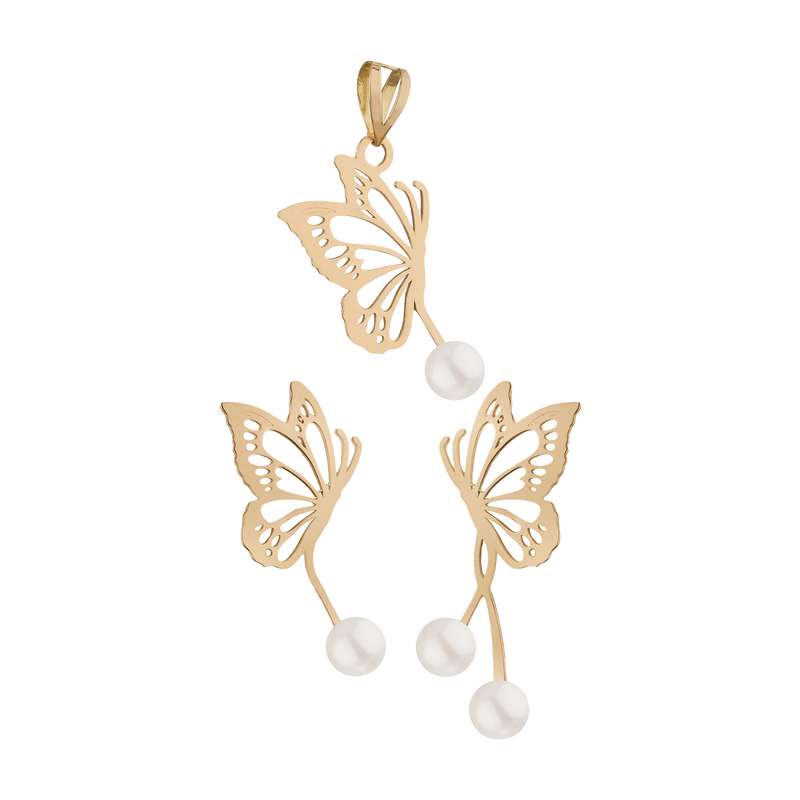 نیم ست طلا 18 عیار زنانه گنجینه هنر خوش نشین مدل پروانه کد N20 نیم ست طلا 18 عیار زنانه گنجینه هنر خوش نشین مدل پروانه کد N20