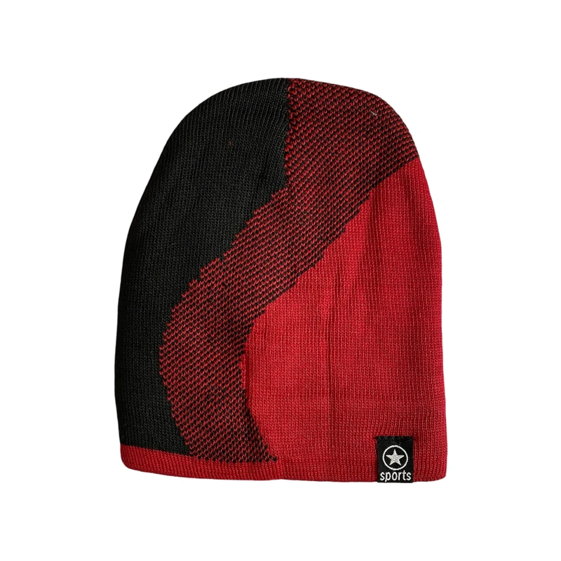 کلاه بافتنی مردانه مدل داخل خز رنگ قرمز