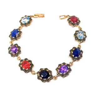 دستبند نقره زنانه مدل زمرد و یاقوت