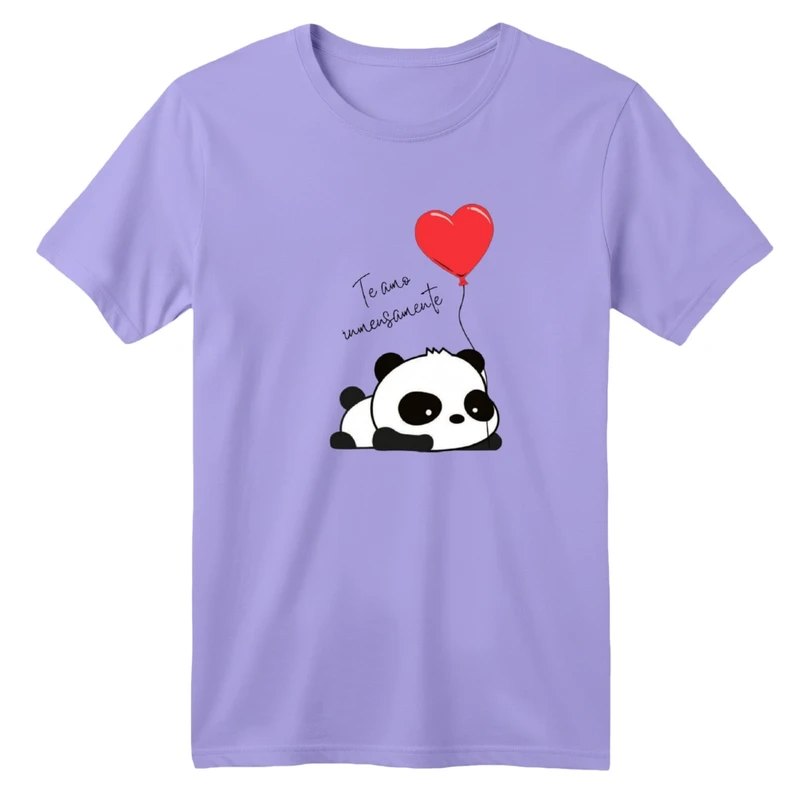 تی‌شرت آستین کوتاه لانگ یقه گرد بچگانه مدل پاندا بادکنکی