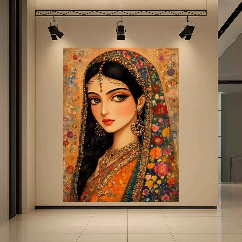 پوستر پارچه ای طرح مخمل  نقاشی مدل بانوی ایرانی کد AR3061919