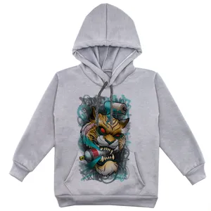 هودی پسرانه مدل پلنگ F191 رنگ طوسی