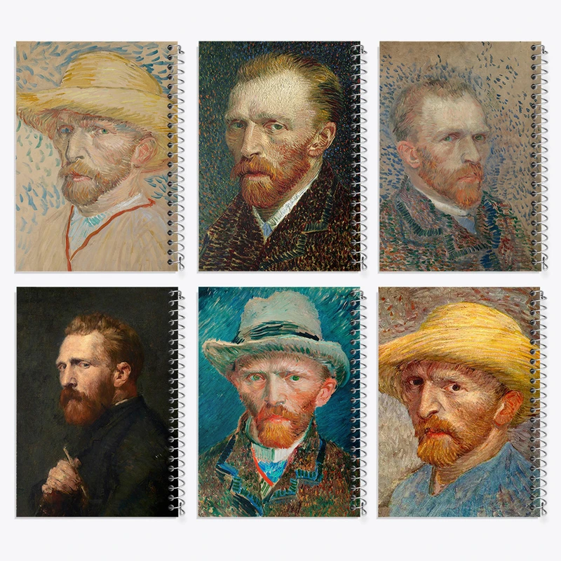 دفتر مشق 100 برگ خندالو طرح سلف پرتره ونسان ونگوگ کد 486 مجموعه 6 عددی