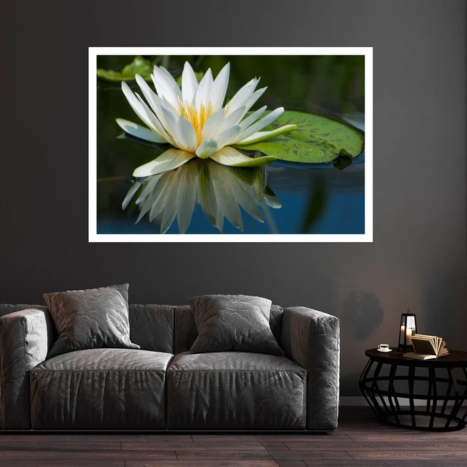 تابلو بکلیت طرح طبیعت و گل لوتوس مدل قاب شاسی W-s8634