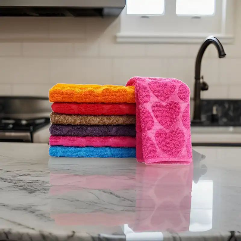 دستمال آشپزخانه ابراف طرح قلب مدل ABH406 بسته 6 عددی