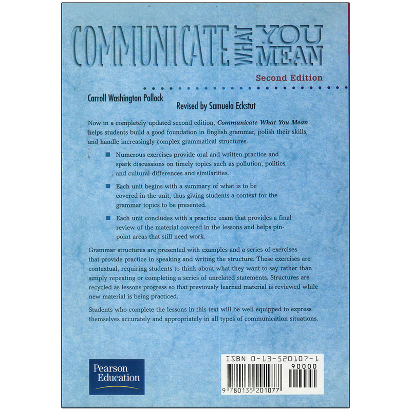 کتاب Communicate What You Mean 2nd اثر Sanuela Eckstut-Didie انتشارات پرسون