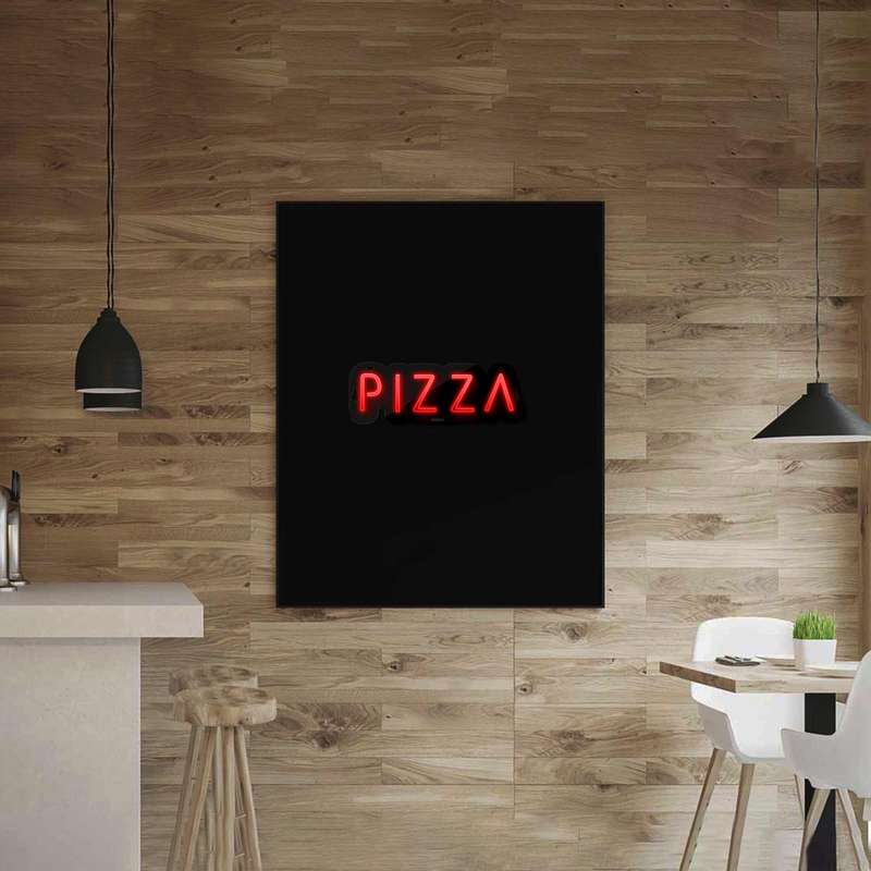 چراغ دیواری نئون دیزاین مدل Pizza-Text-BL_RD