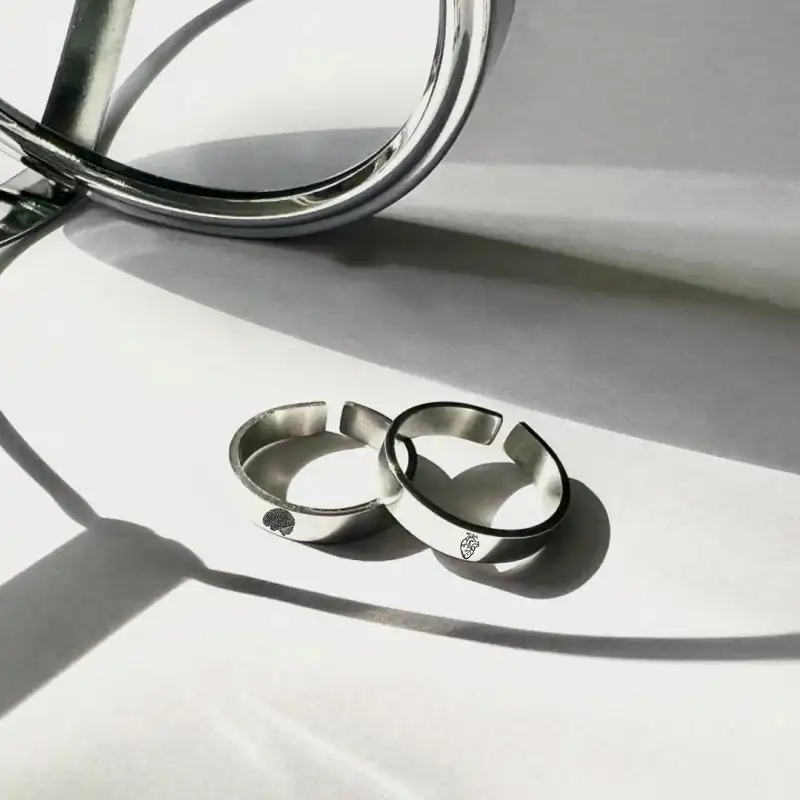 ست انگشتر زنانه و مردانه مدل قلب و مغز کد XO 06