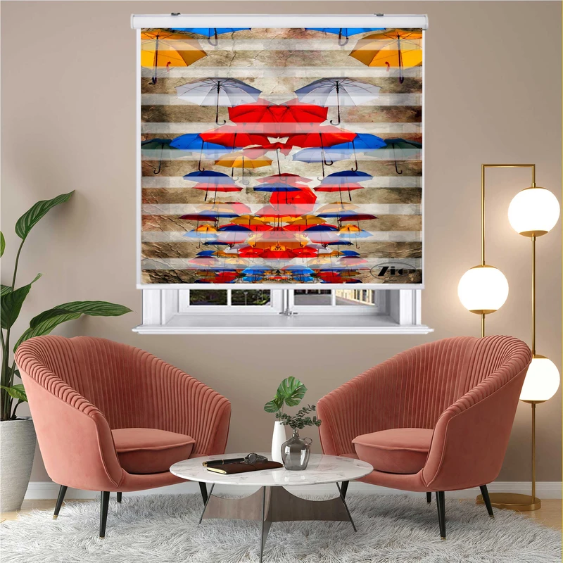 پرده زبرا زیو کد O7002 سایز 150x150 سانتی متر