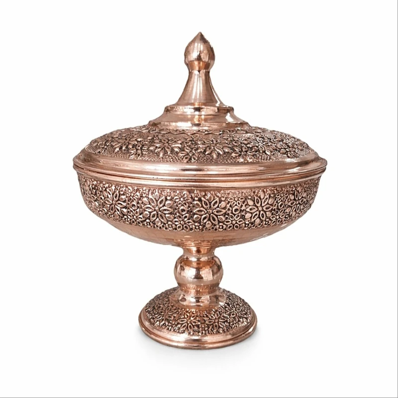 گز خوری قلمزنی مسی مس قاسمی مدل گلبرگ درب دار