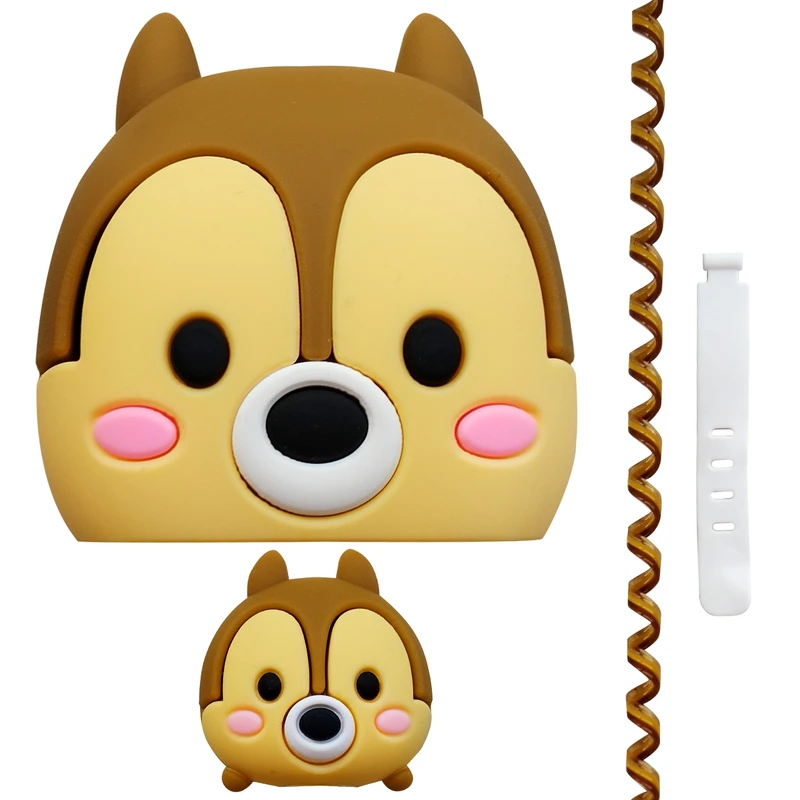 محافظ کابل طرح فانتزی سنجاب مدل Chip-tsum به همراه محافظ شارژر دیواری مجموعه 4 عددی