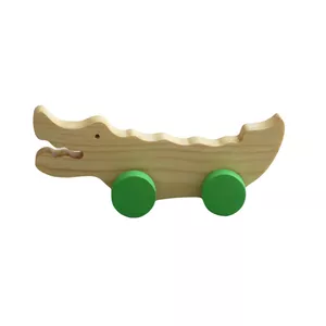 اسباب بازی چوبی مدل کروکودیل چرخ دار