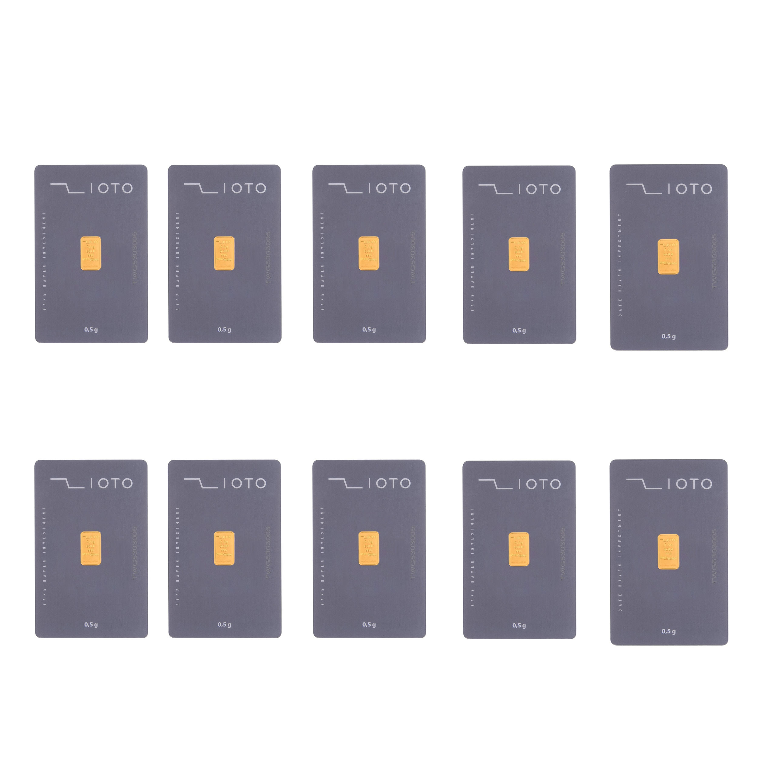 شمش طلا 24 عیار زیوتو مدل CAu-p0.5 بسته 10 عددی