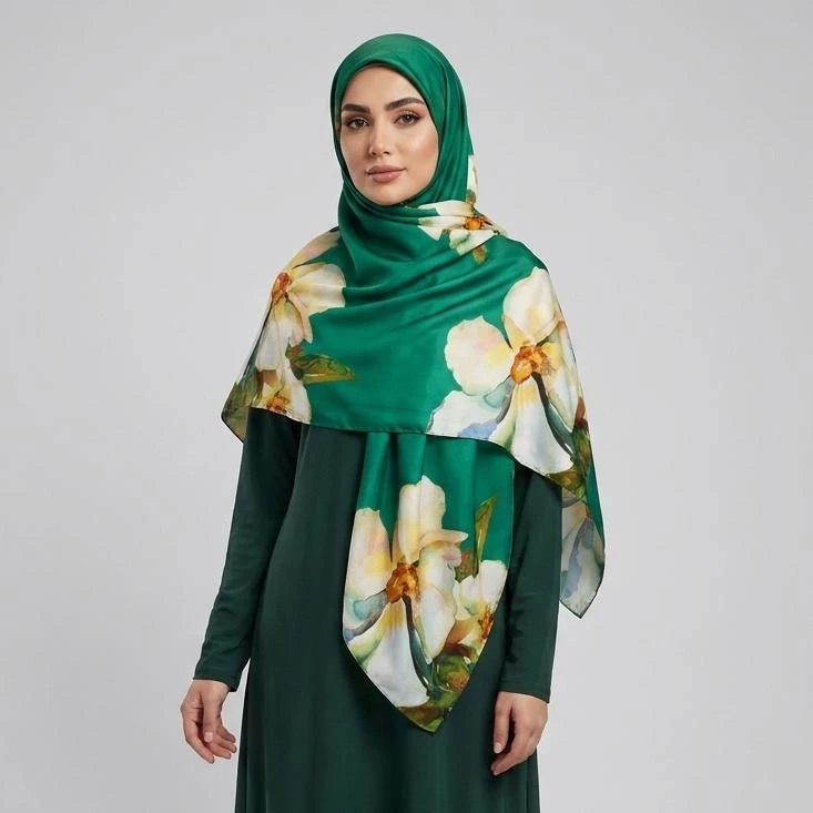 روسری زنانه مدل نخی قواره 140 طرح مزونی جدید کد ana-2707