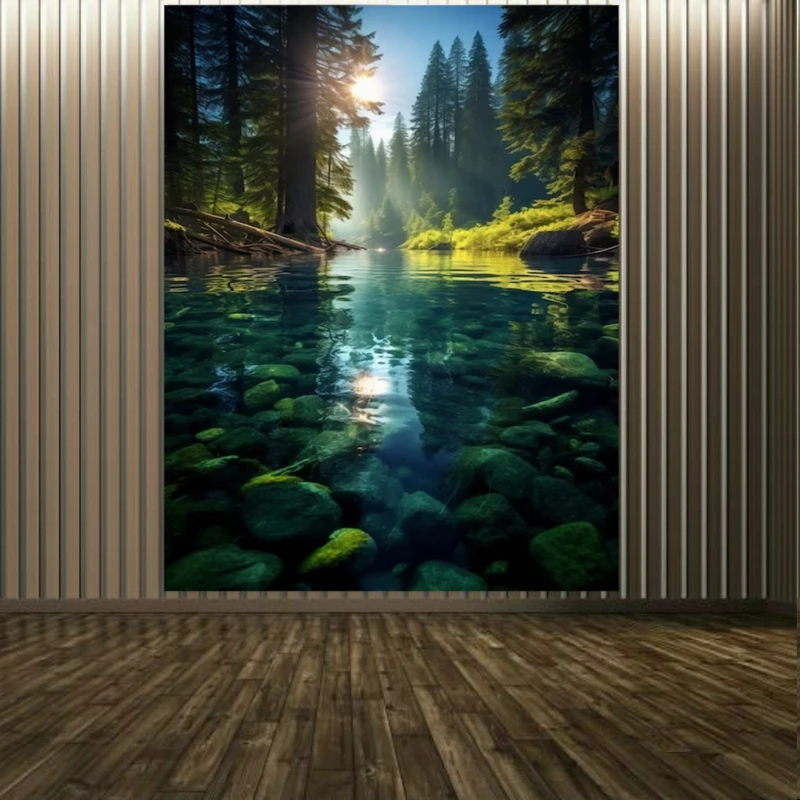 پوستر پارچه ای طرح طبیعت مدل رودخانه و جنگل رویایی کد PP2579
