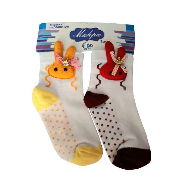 جوراب دخترانه مهپا مدل عروسکی مجموعه 2 عددی
