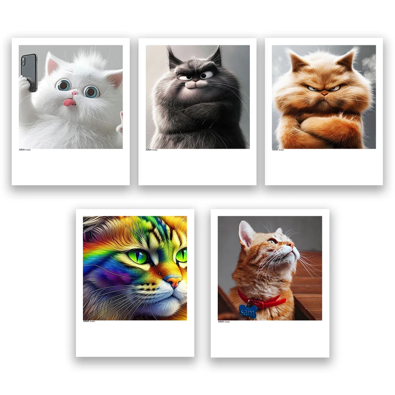 آویز تزیینی عرش مدل فانتزی گربه کد Asa1130 مجموعه پنج عددی