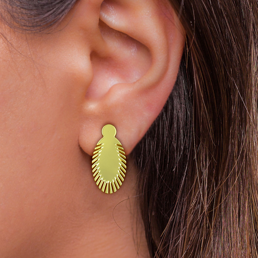 گوشواره طلا 18 عیار زنانه مدوپد مدل هندسی کد GA1-14232