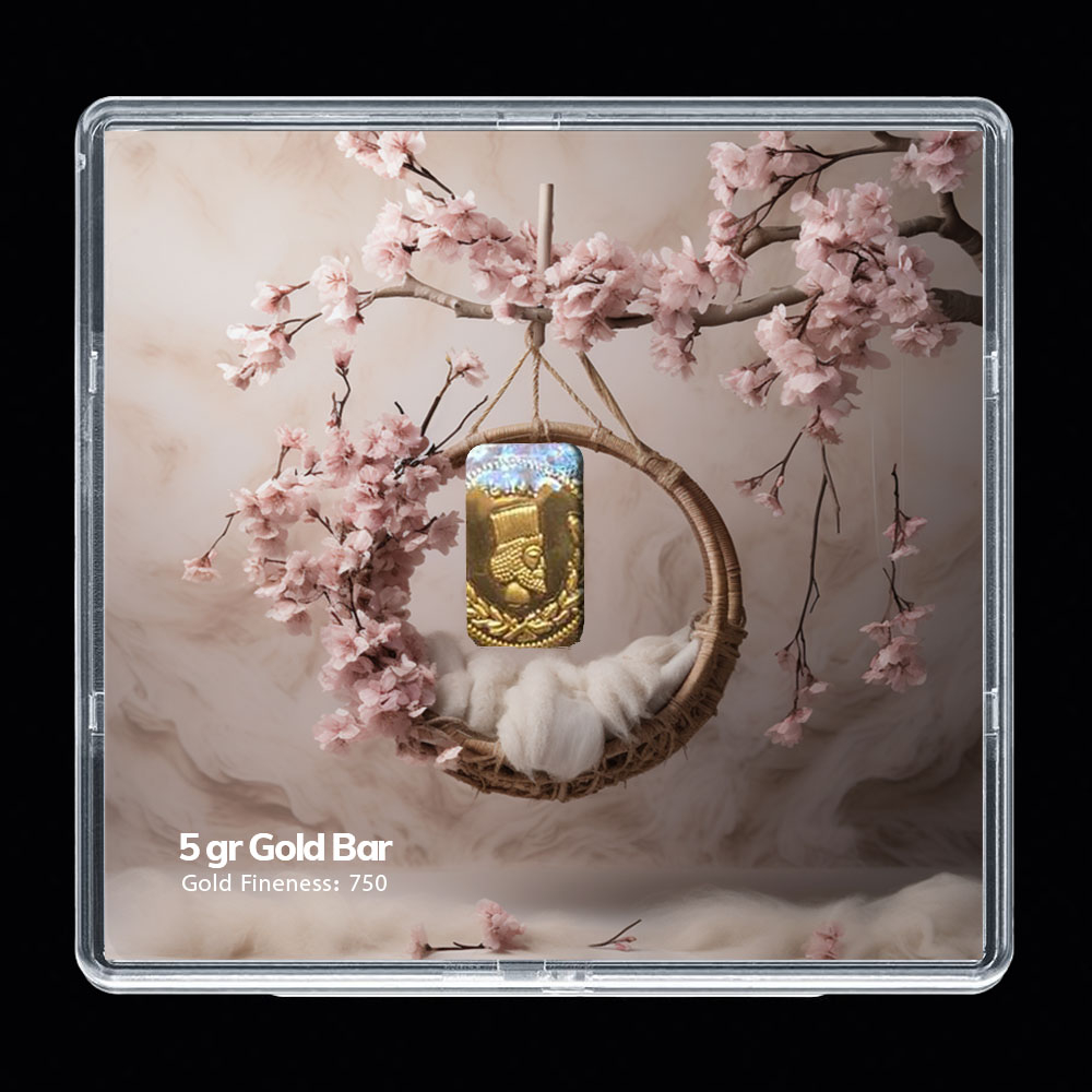 شمش طلا 18 عیار مدوپد مدل سبد و گل کد SG-10242