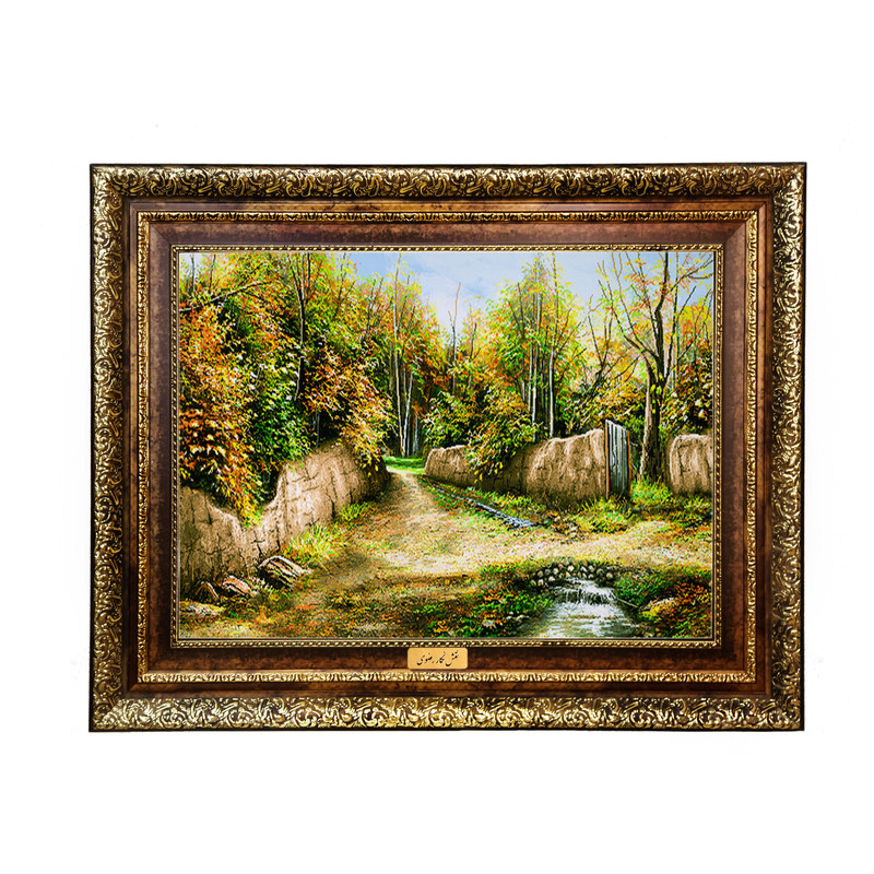 تابلو فرش ماشینی نقش نگار رضوی طرح کوچه باغ کد 522H