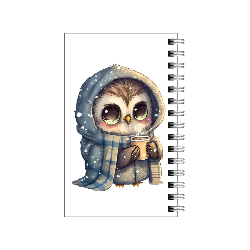 دفترچه یادداشت مدل to do list طرح جغد سرمایی و قهوه کد 0522403